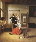 Pieter de Hooch A Woman Drinking with Two Gentlemen) (mk05) oil painting picture wholesale